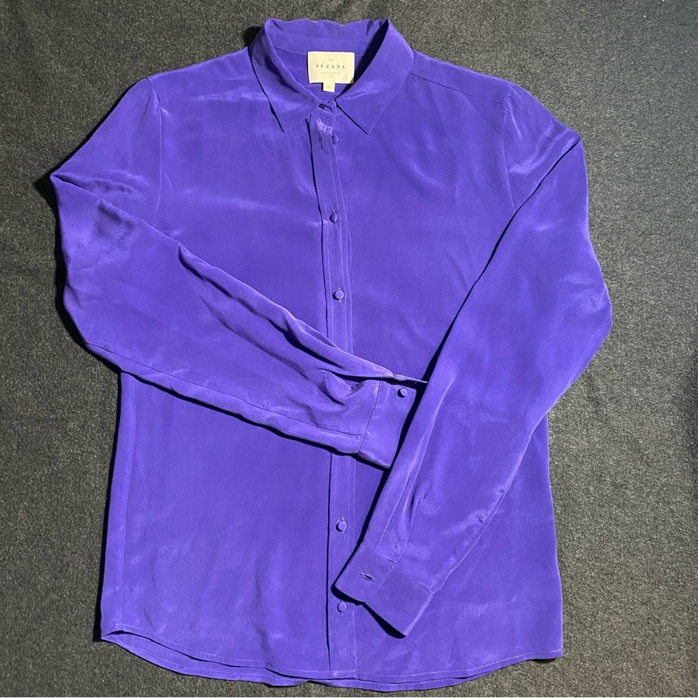 NWOT~SÉZANE~ button down shirt~ 100% Silk~ purple~size 32~US Small